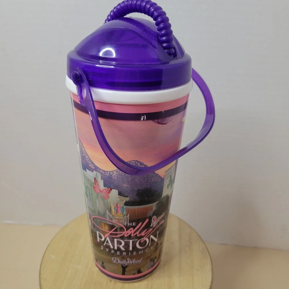Dollywood The Dolly Parton Experience Souvenir Tumbler Cup with Lid Straw Handle